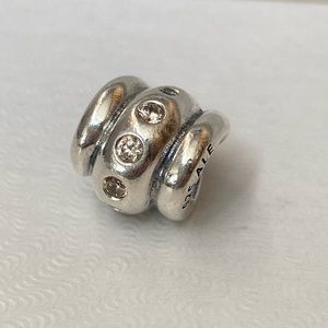 pandora champagne love knot / swirl charm with crystals